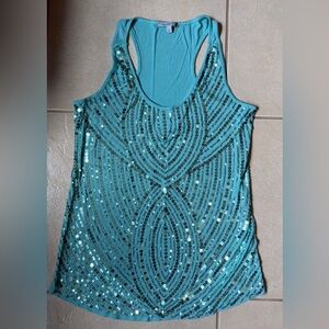 Charlotte Russe Women's Size Large Teal Sequin Tank Top